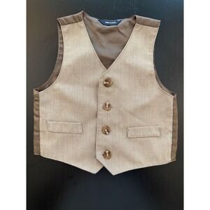 Nautica Baby Boys Suit Vest‎ 18m Light Brown Button-Up Church Wedding Resort